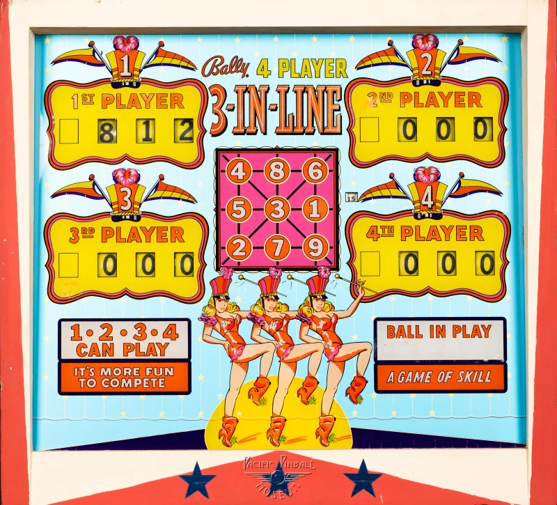 3-in-line-1267-bg.jpg pinball machine - Preview image showing playfield artwork and design details