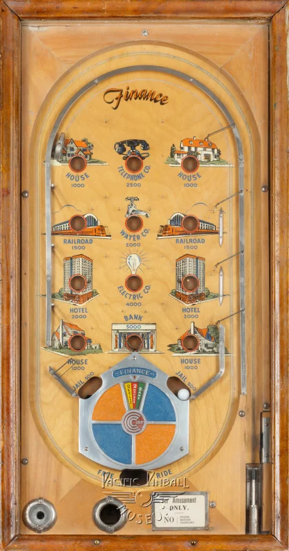 finance-3043-pf.jpg pinball machine - Preview image showing playfield artwork and design details