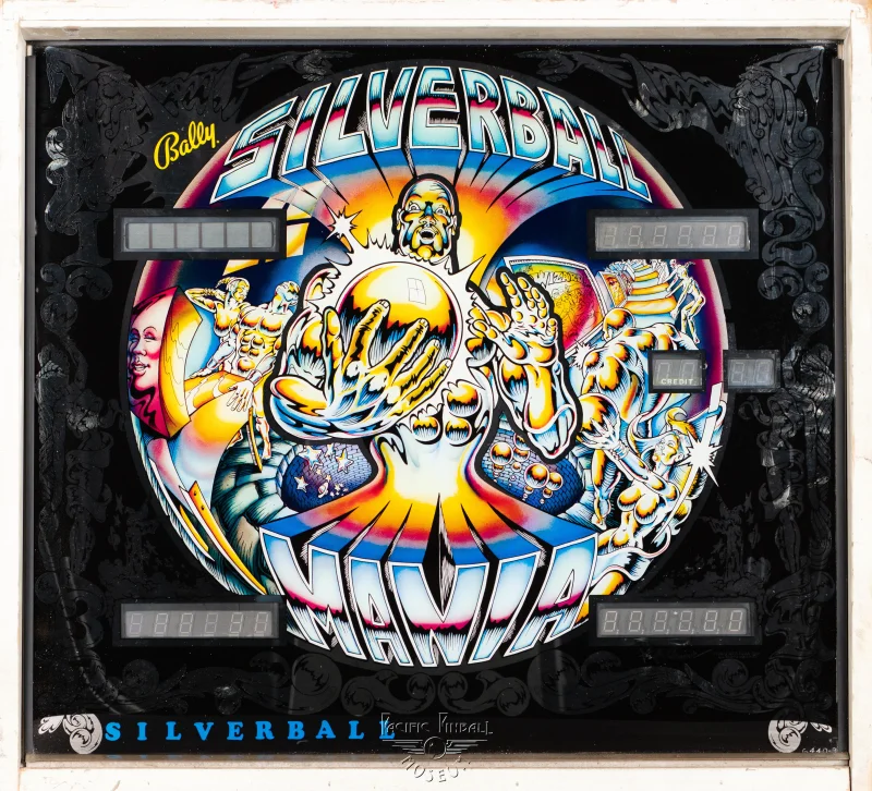 silverball-mania-769-bg.jpg pinball machine - Preview image showing playfield artwork and design details
