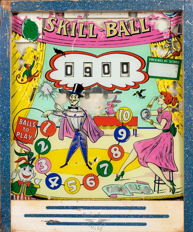 skill-ball-852-bg.jpg pinball machine - Preview image showing playfield artwork and design details