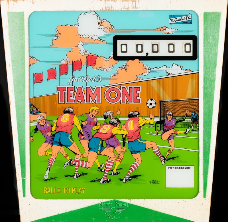 team-one-818-bg.jpg pinball machine - Preview image showing playfield artwork and design details